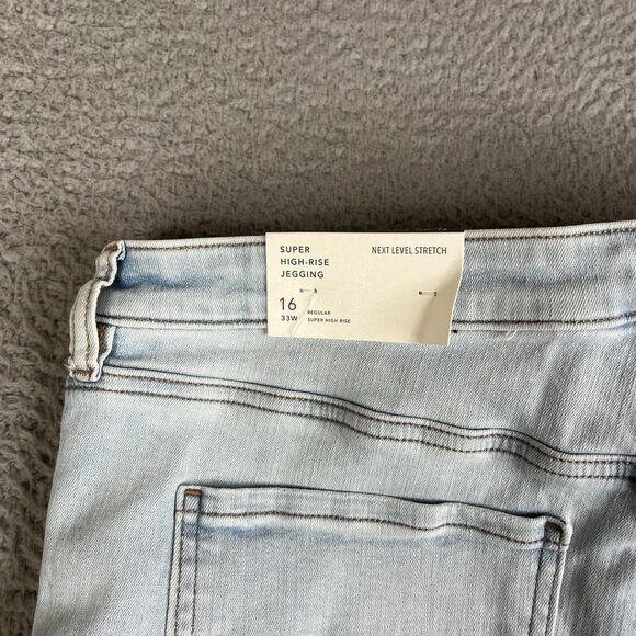 American Eagle Jeans 16R x 33 Blue Super High Rise Jeggings Next Level Stretch - Picture 8 of 16